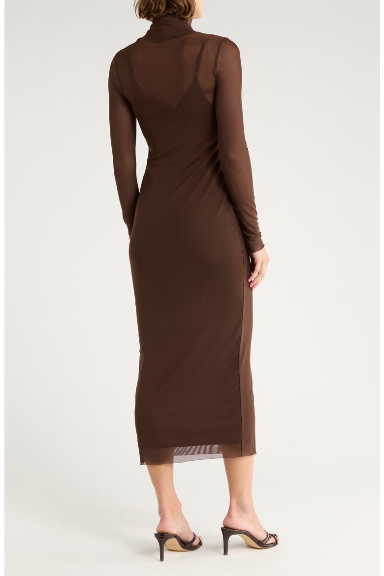Marni Turtleneck Long Sleeve Mesh Dress, Alternate, color, JAVA