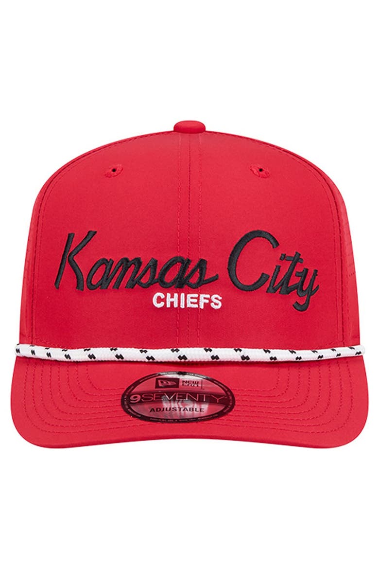 Men's New Era Red Kansas City Chiefs Script 9SEVENTY Adjustable Hat, Alternate, color, Red
