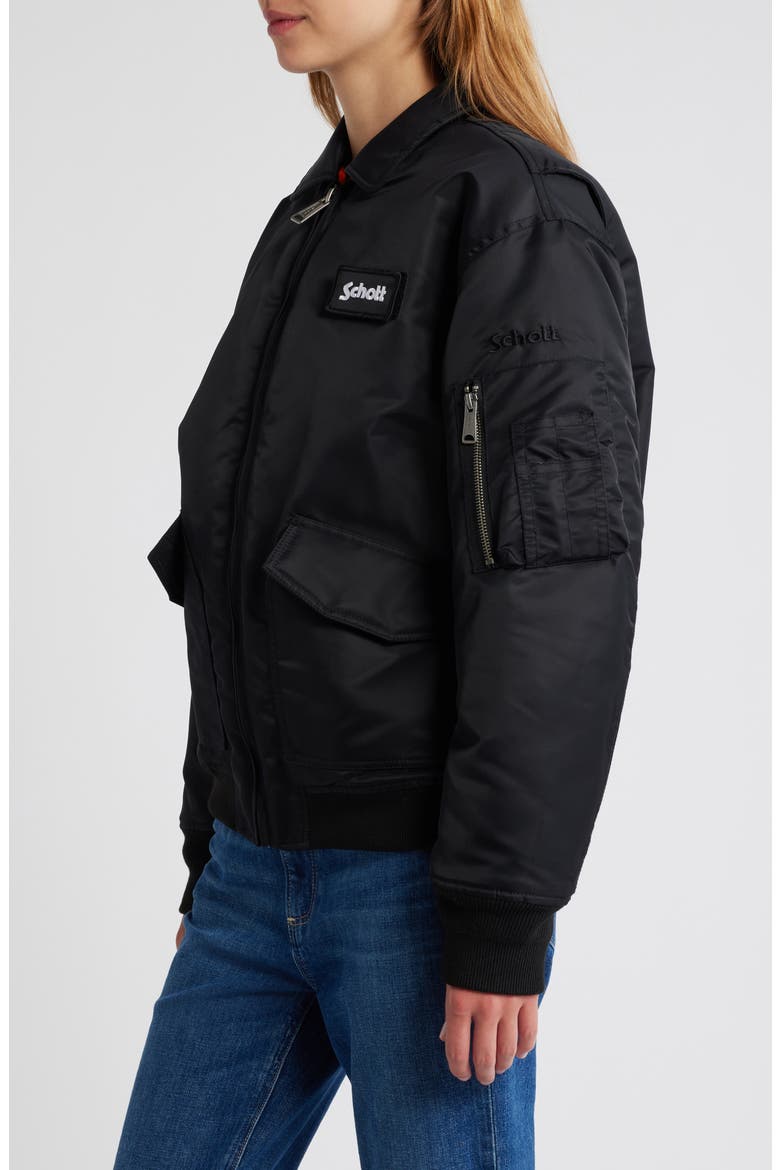 Satin Flight Jacket, Alternate, color, BLACK