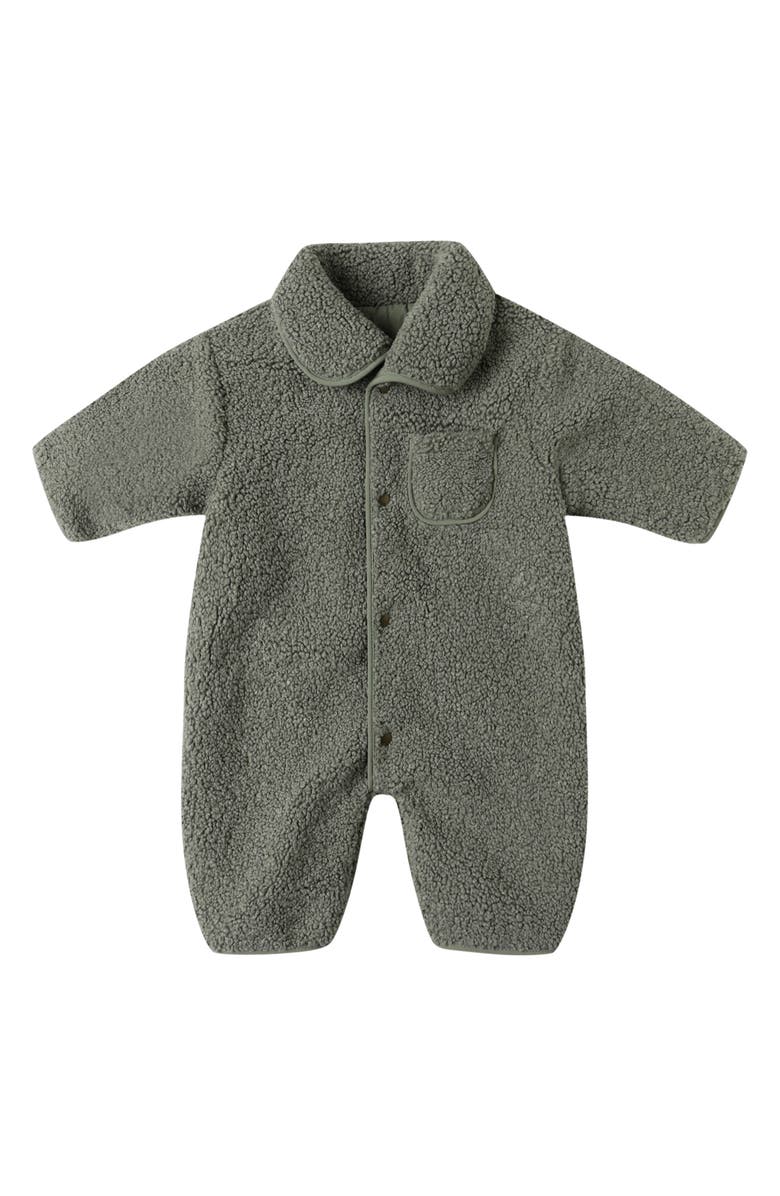 QUINCY MAE Reversible Fleece Romper, Main, color, Forest