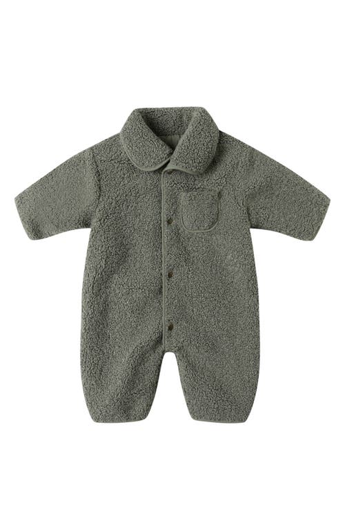 Quincy Mae Reversible Fleece Romper In Gray