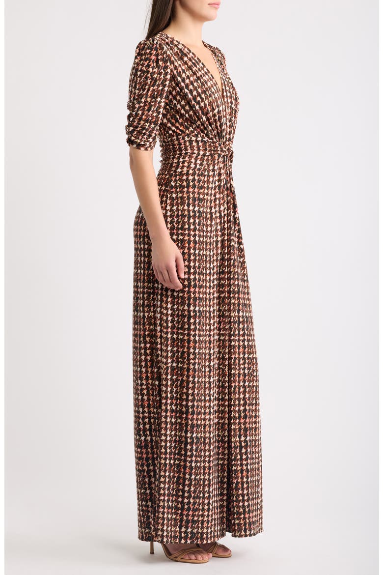 Twist Front Wide Leg Jumpsuit, Alternate, color, BROWN