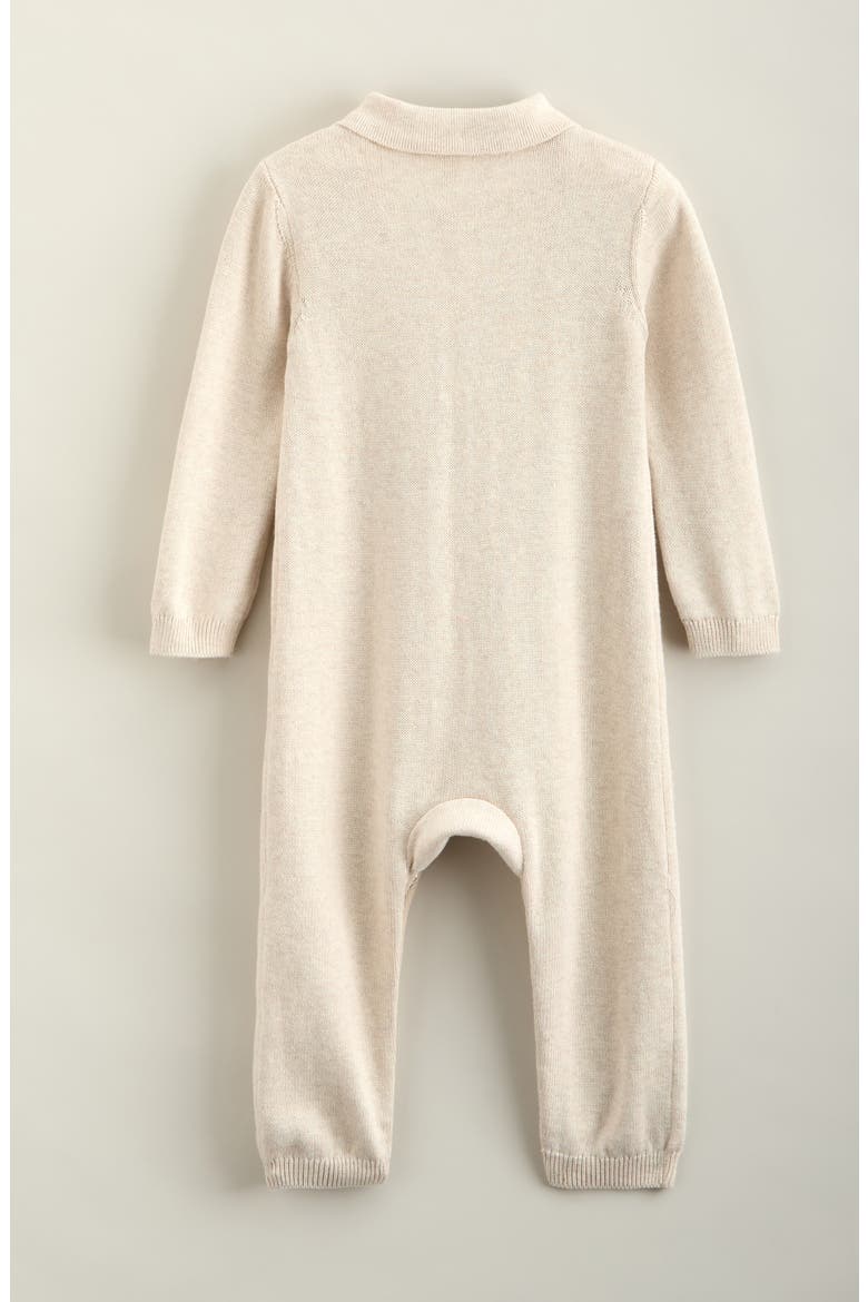 Collared Graphic Romper, Alternate, color, BEIGE O LIGHT HEATHER BEAR