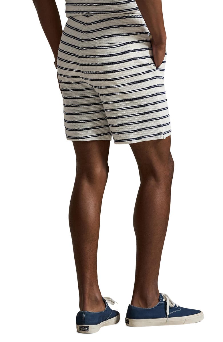 Polo Ralph Lauren Pointelle Rib 6-Inch Shorts, Alternate, color, Pale Cream/ Newport Navy
