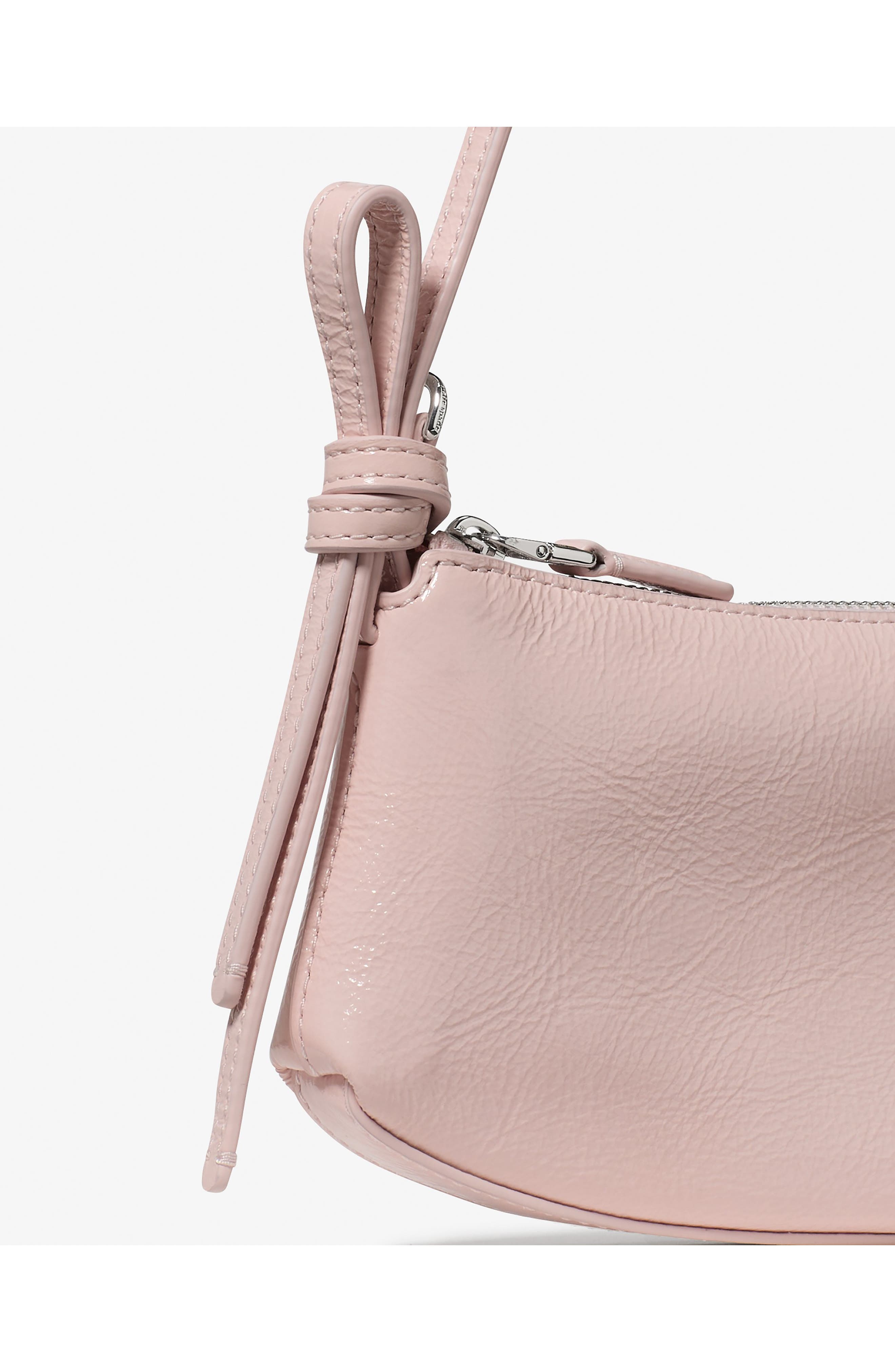 Kate Spade New York loop crinkle patent leather pochette shoulder bag, Alternate, color, Morning Beach