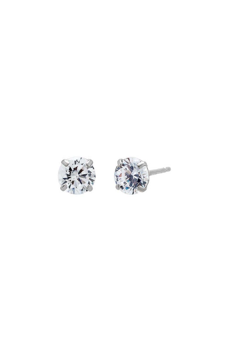 BY ADINA EDEN Lab Grown Diamond Four Prong Solitaire Stud Earring 14K, Main, color, 14K White Gold - 5 Mm