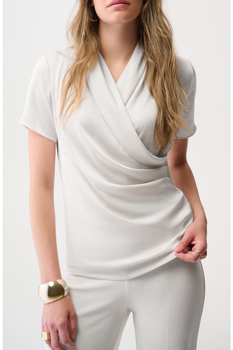 Hammered Satin Draped Surplice Top, Main, color, WINTER WHITE