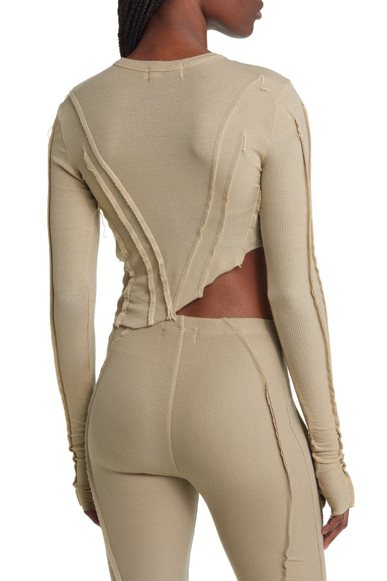Asymmetric Long Sleeve Rib Top, Alternate, color, TAUPE