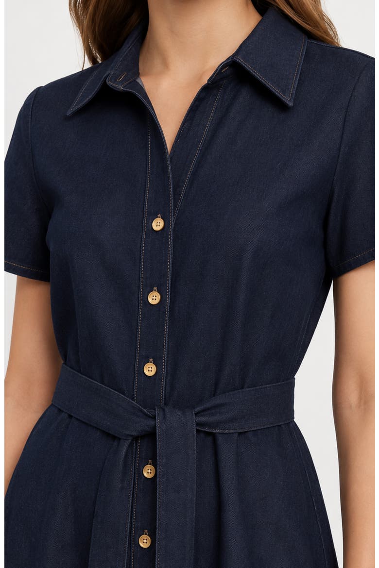 Denim Short Sleeve Shirtdress, Alternate, color, VINTAGE BLUE