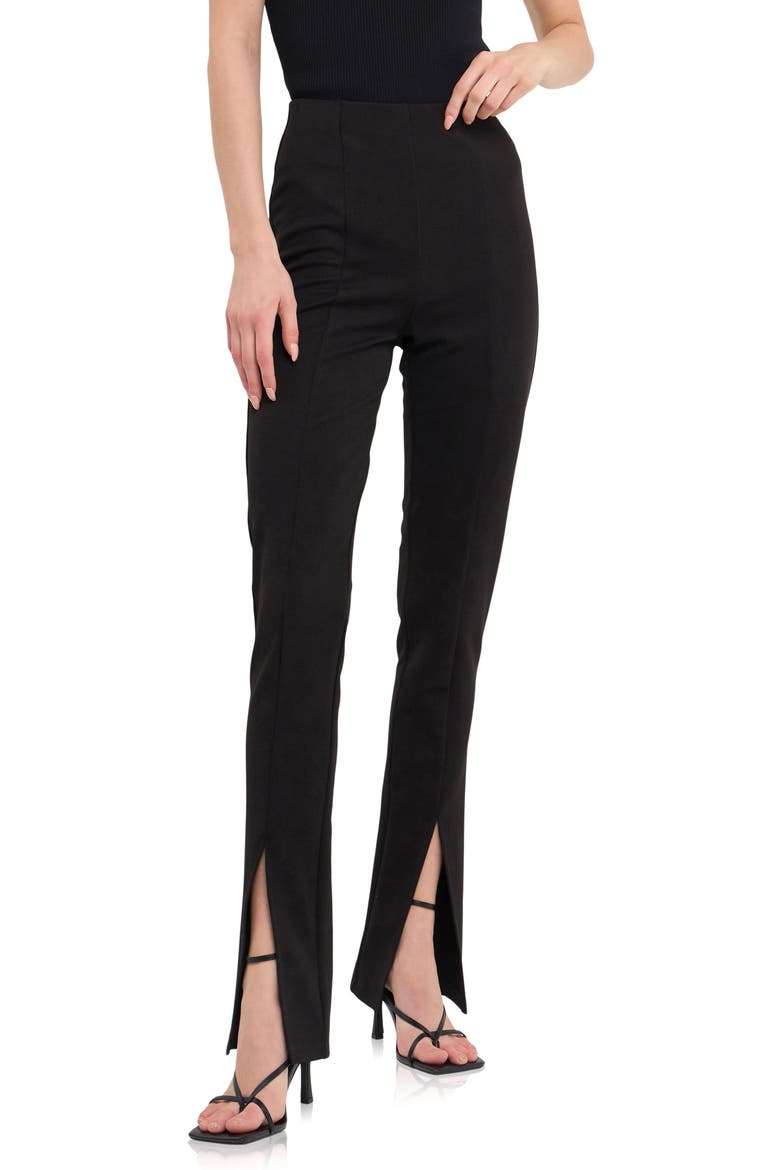 Front Slit Flared Pants, Alternate, color, BLACK