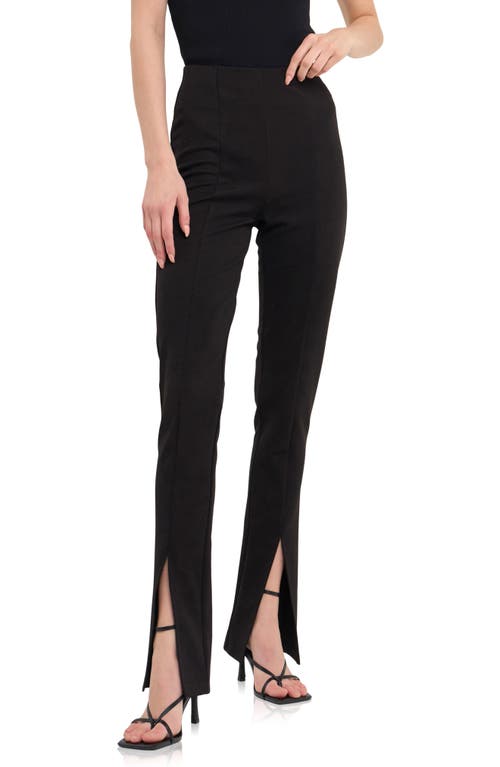 Grey Lab Front Slit Flared Pants In Black