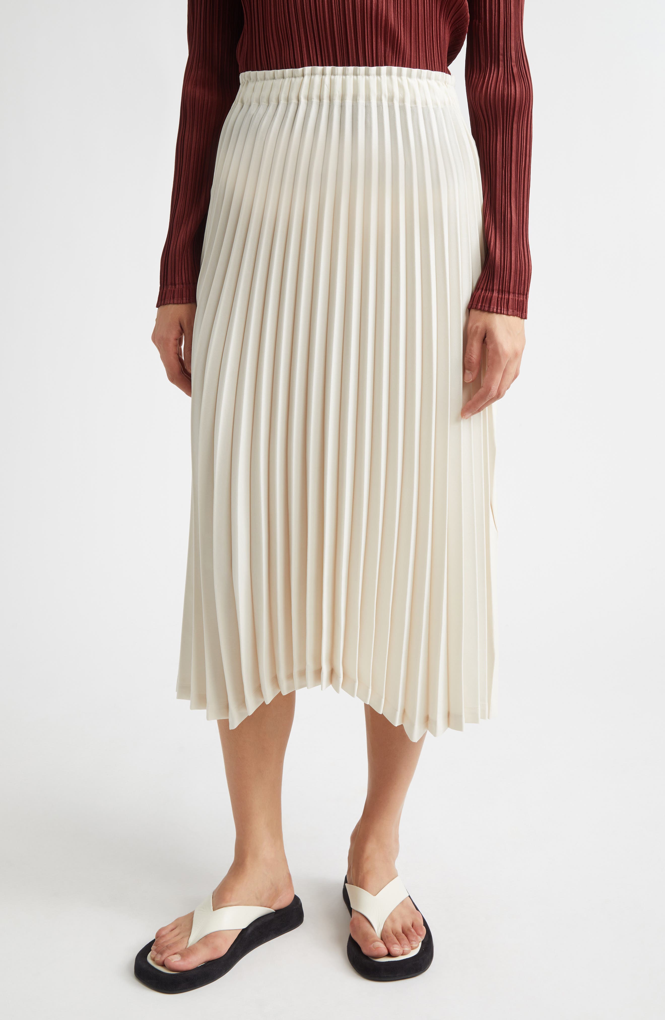 Circular Pleated Midi Skirt
