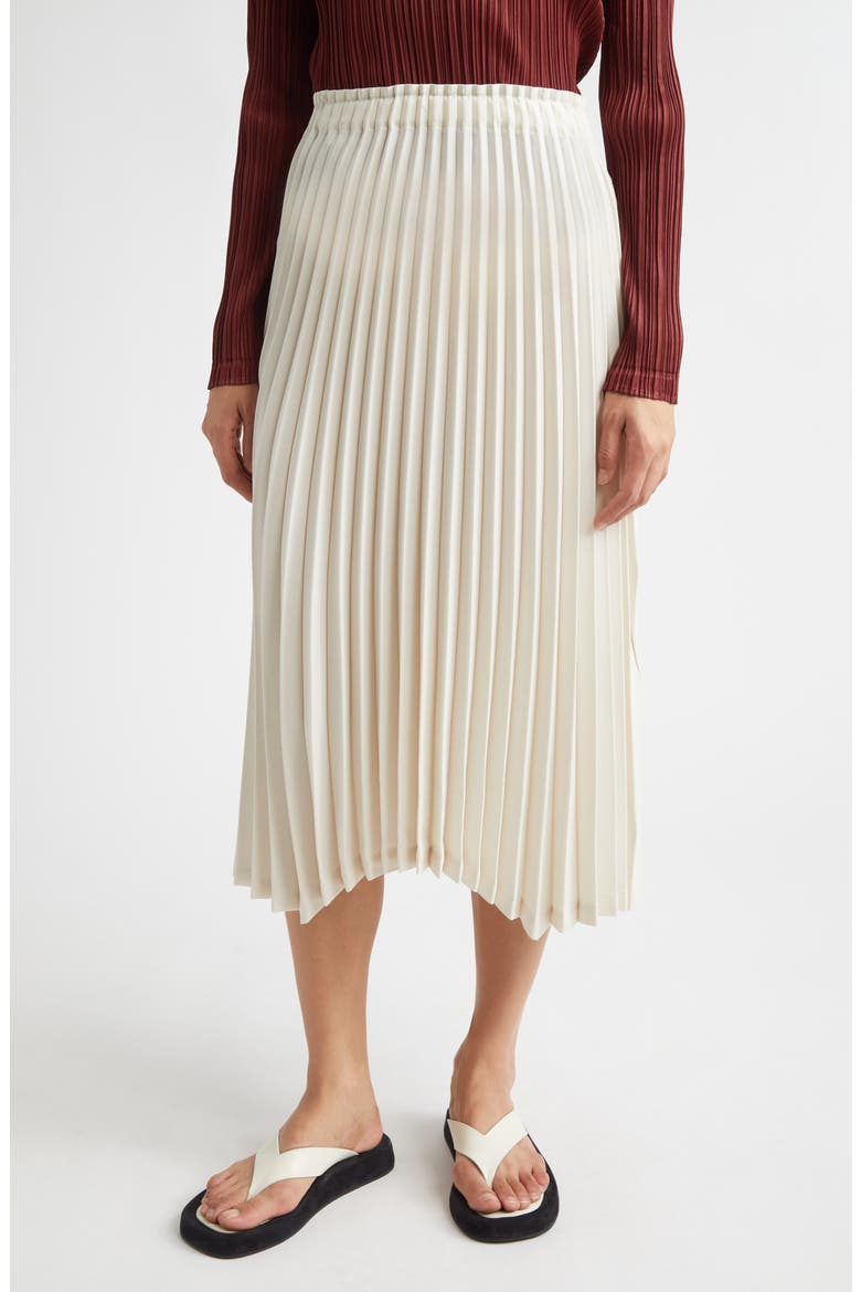 Circular Pleated Midi Skirt, Main, color, OFF WHITE