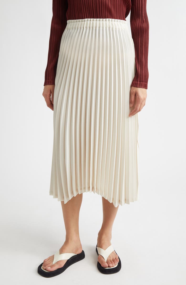 Pleats Please Issey Miyake Circular Pleated Midi Skirt, Main, color, Off White
