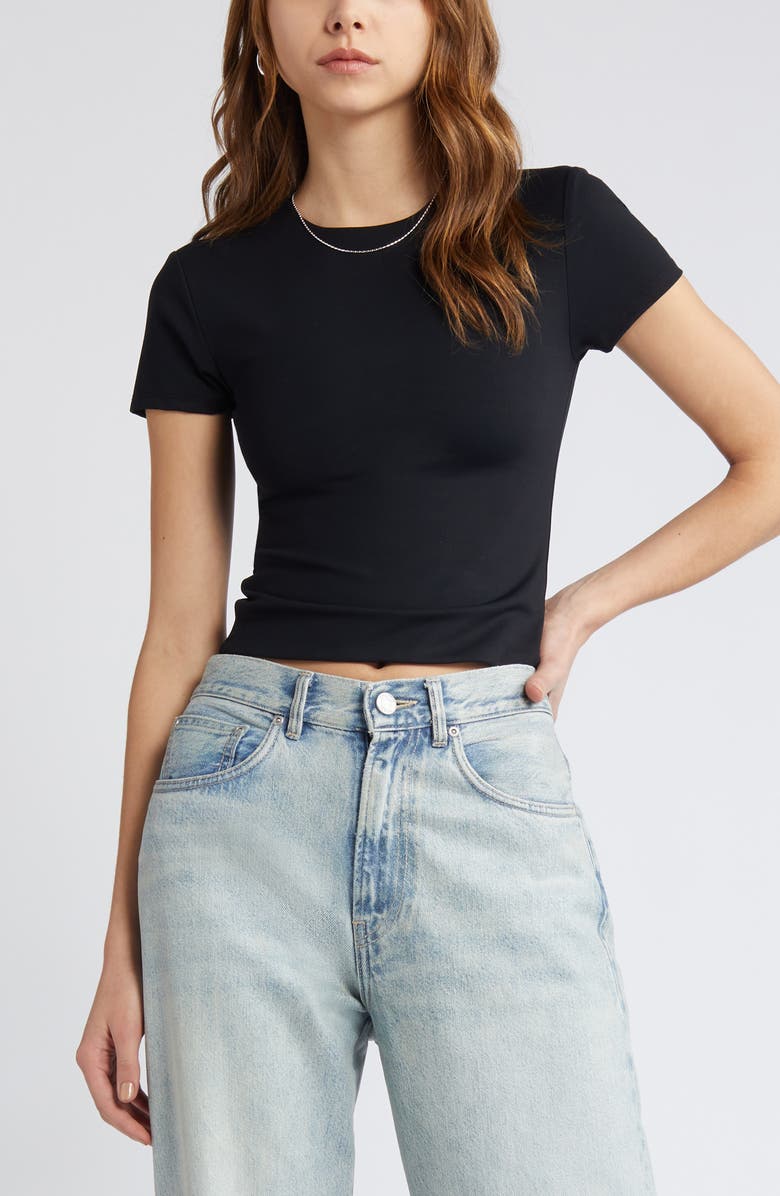 Open Edit Smooth Edit Short Sleeve Top, Main, color,