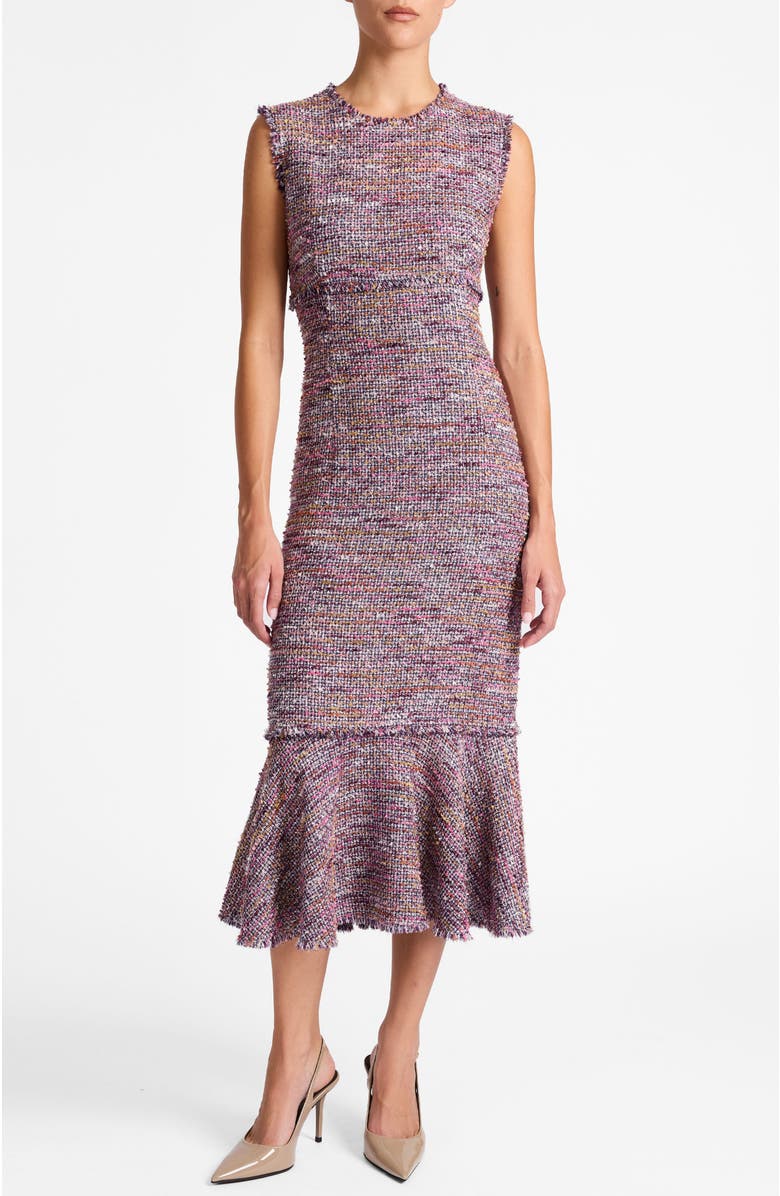 Santorelli Andi Sleeveless Tweed Midi Sheath Dress, Alternate, color, Dusty Lilac