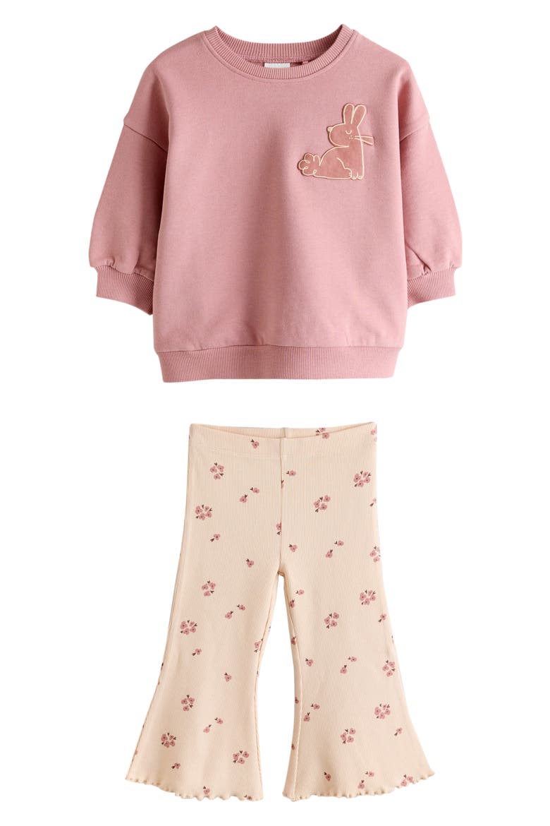 Kids' Graphic Sweatshirt & Flare Leggings Set, Main, color, PINK