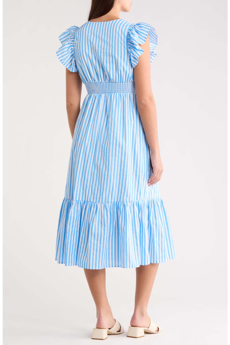 Stripe Ruffle Sleeve Cotton Dress, Alternate, color, BLUE-WHT-STRIPE