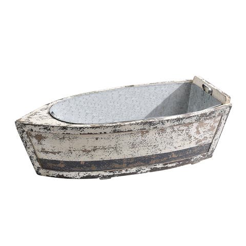 Decorative Wood Boat with Tin Insert