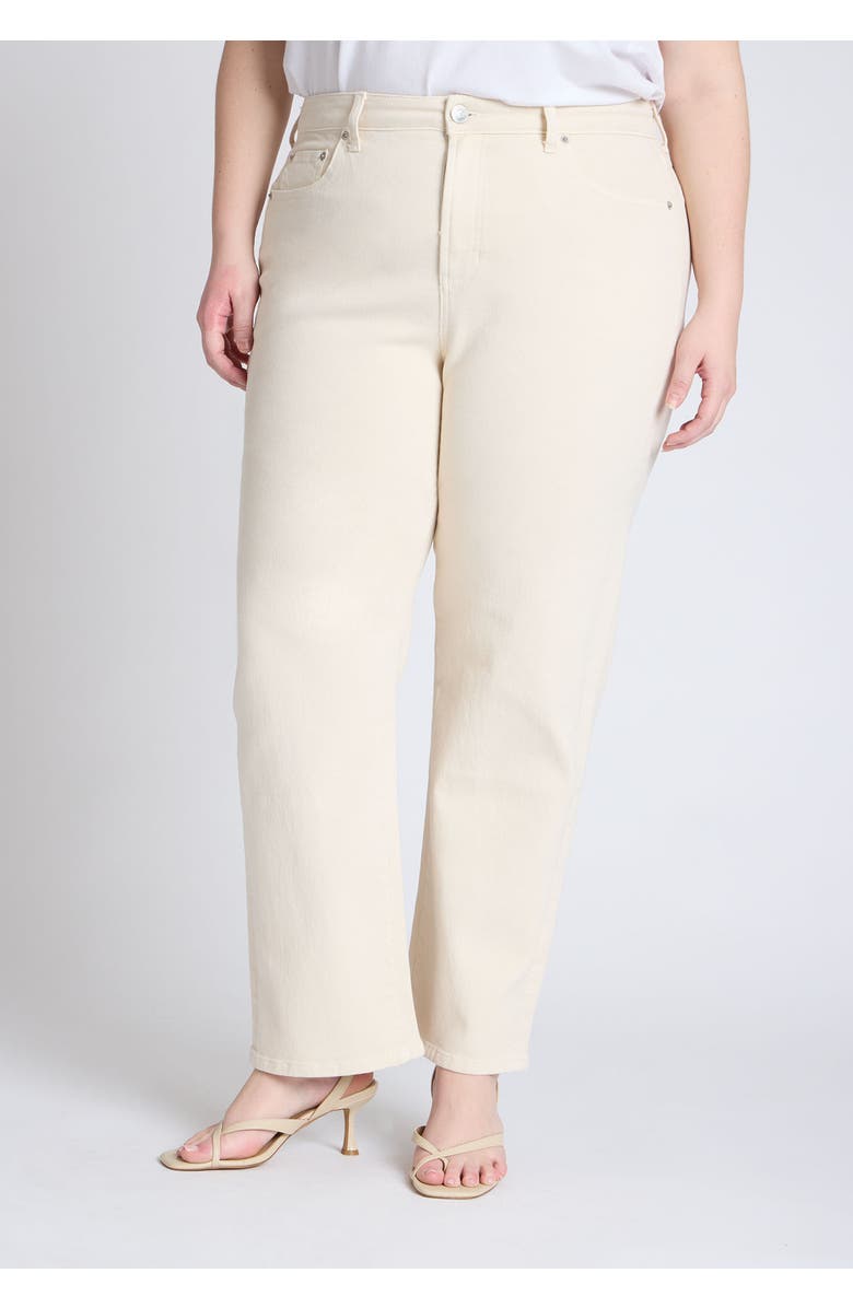 ELOQUII The Naomi Comfort Stretch Straight Jean, Alternate, color, Ecru