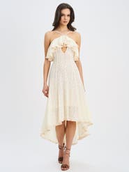 Miss Circle Idra Lace Trim Sleeveless Crochet Midi Trailing Dress