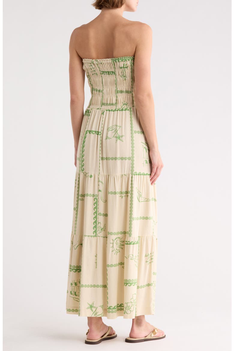 Strapless Smocked Midi Dress, Alternate, color, OFF WHITE RIO