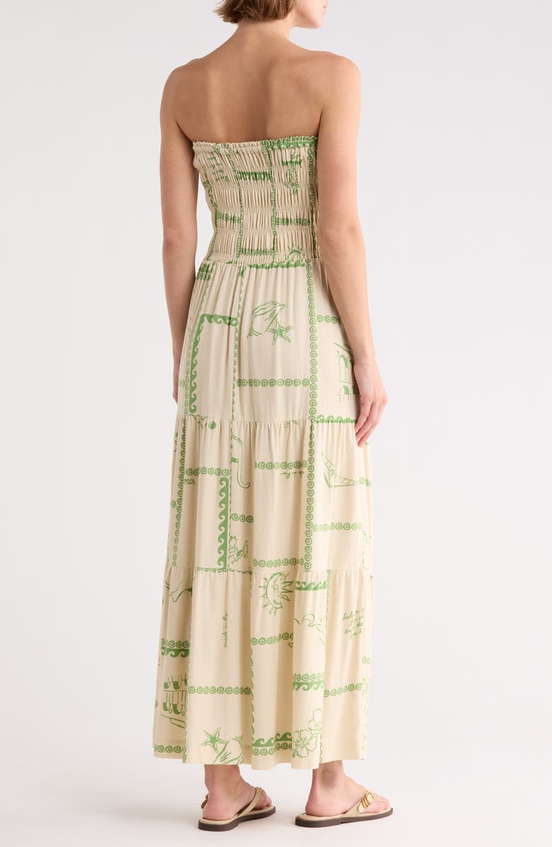 DRESS TO Strapless Smocked Midi Dress, Alternate, color, Off White Rio