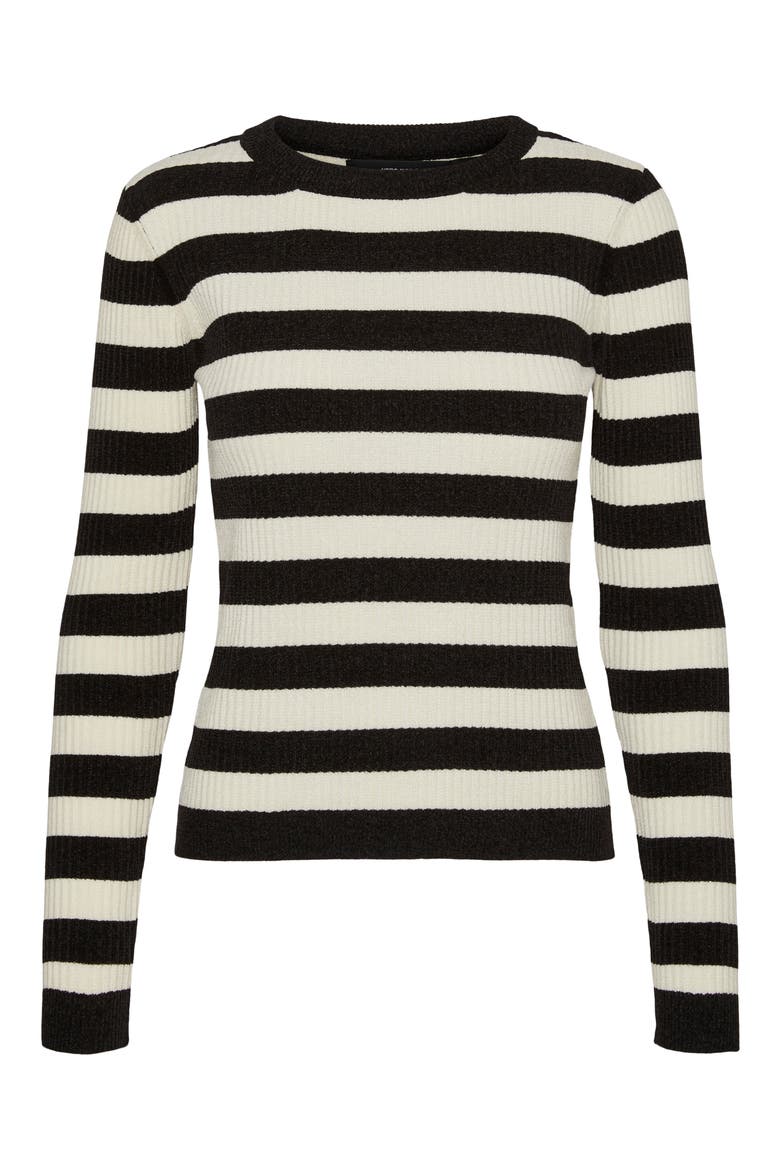 Chili Stripe Crewneck Sweater, Main, color, BLACK STRIPES BIRCH