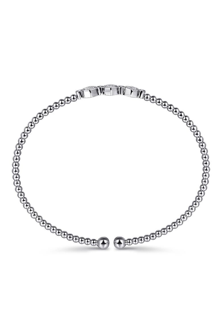 Bujukan Diamond Beaded Cuff Bracelet, Alternate, color, WHITE GOLD