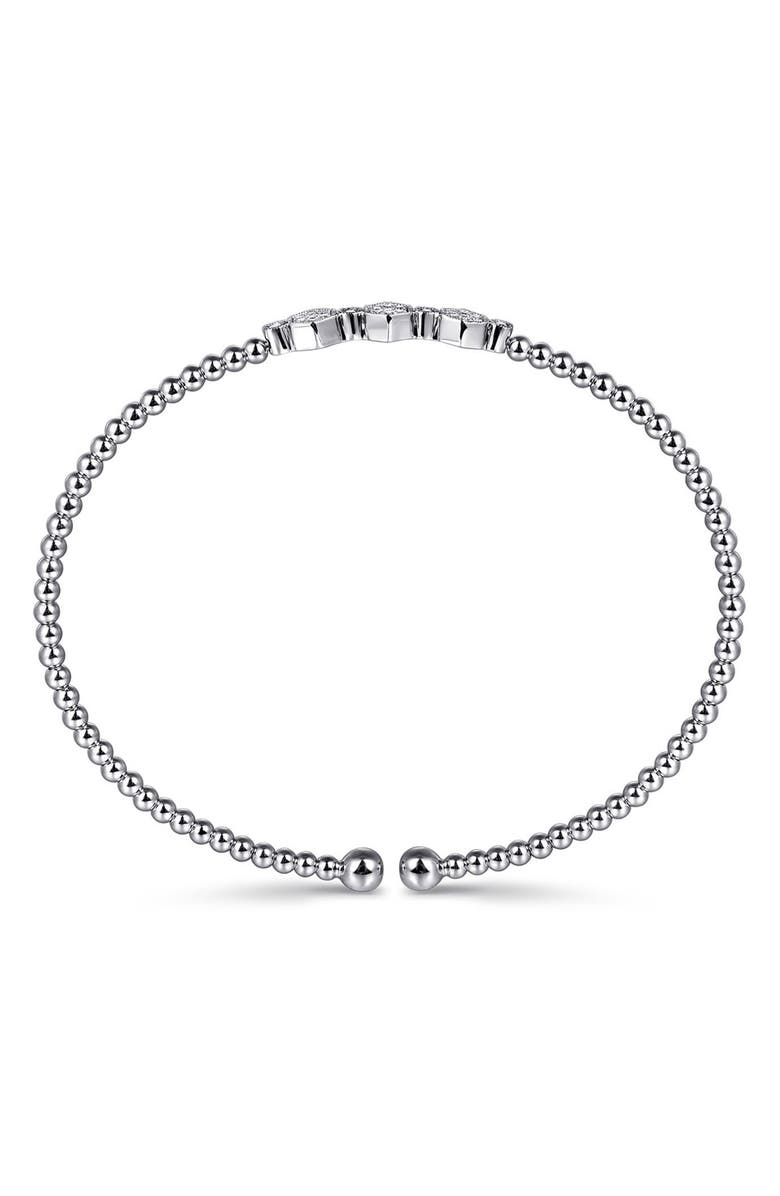 Gabriel & Co. Bujukan Diamond Beaded Cuff Bracelet, Alternate, color, White Gold