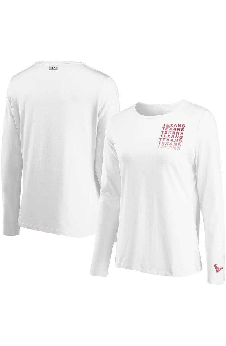 WEAR by Erin Andrews Women's WEAR by Erin Andrews White Houston Texans Repeat Tri-Blend Long Sleeve T-Shirt, Alternate, color, 
