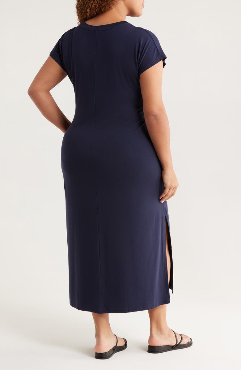 Eileen Fisher Tie Waist Jersey Maxi Dress, Alternate, color, Ink