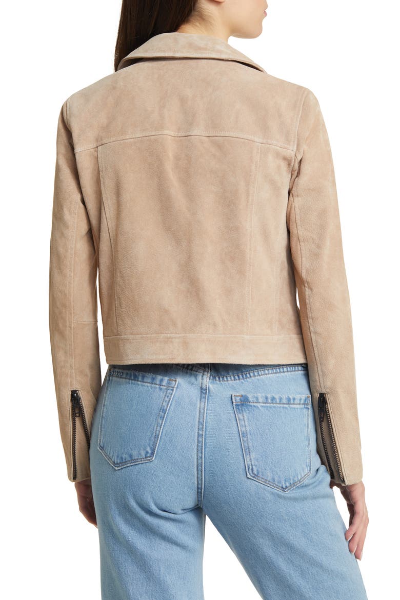 Suede Moto Jacket, Alternate, color, COLD FOAM