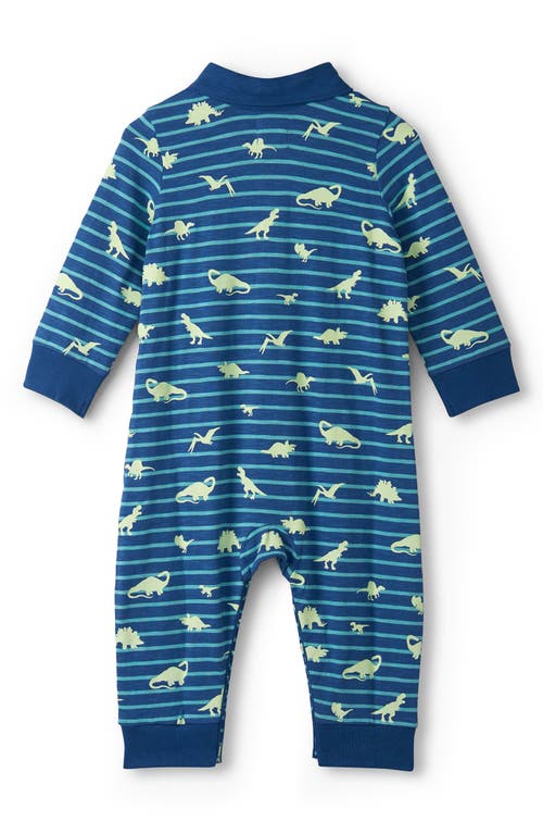 Hatley Stripe Dinosaur Print Glow In Blue