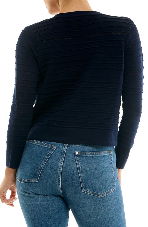 Nina Leonard Ottoman Knit Bolero Cardigan In Navy