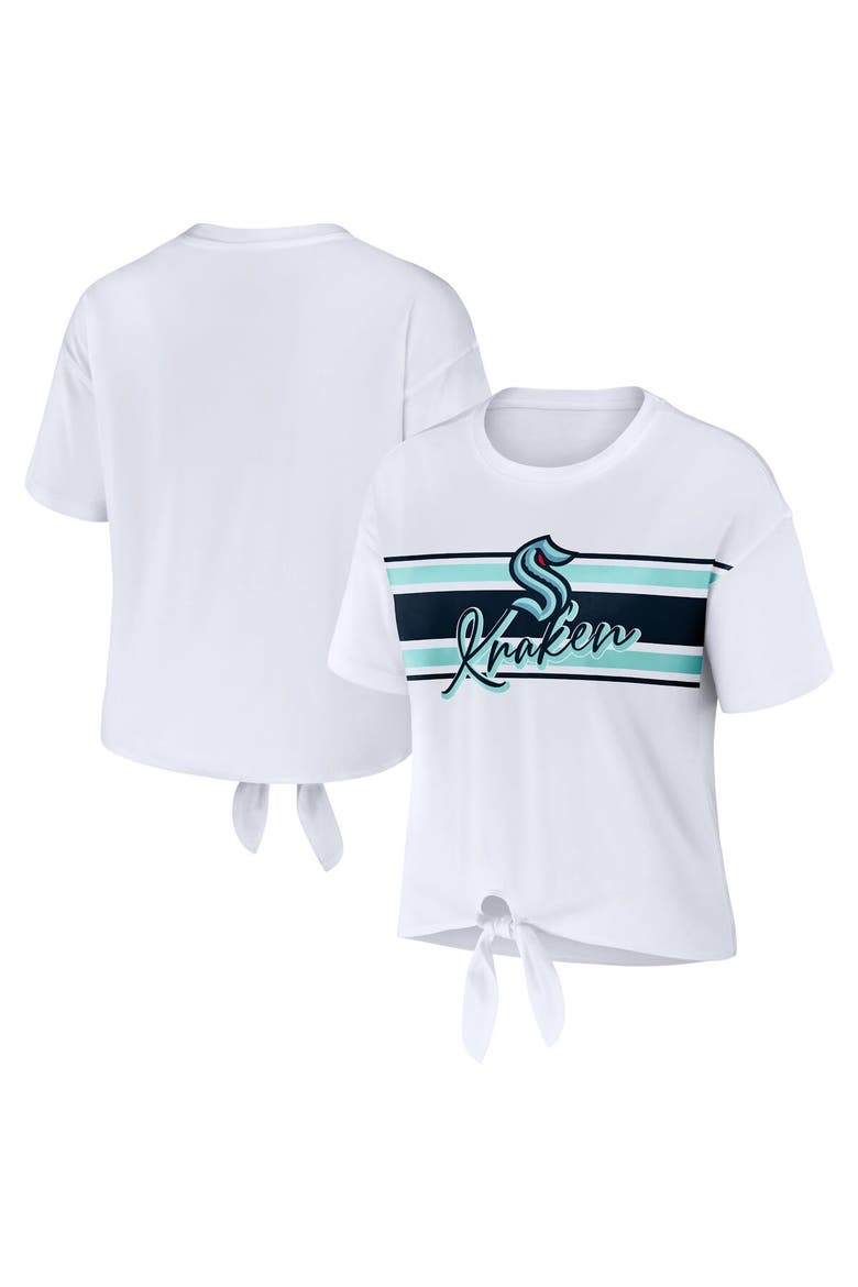 Women's WEAR by Erin Andrews White Seattle Kraken Front Knot T-Shirt, Alternate, color, White