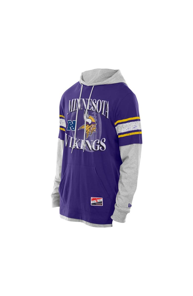 New Era Men's New Era Purple Minnesota Vikings Twofer Layered Long Sleeve Hoodie T-Shirt, Alternate, color, 