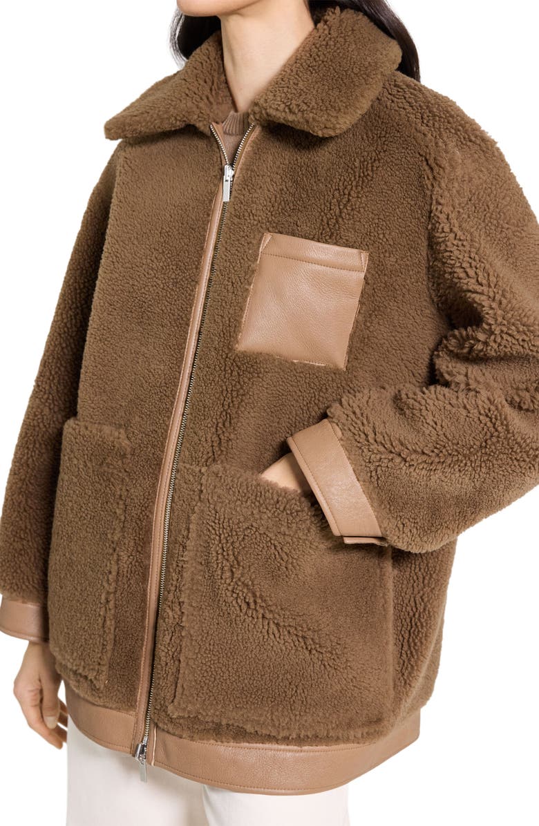 Theory Genuine Shearling Reversible Coat, Alternate, color, Pale Brown