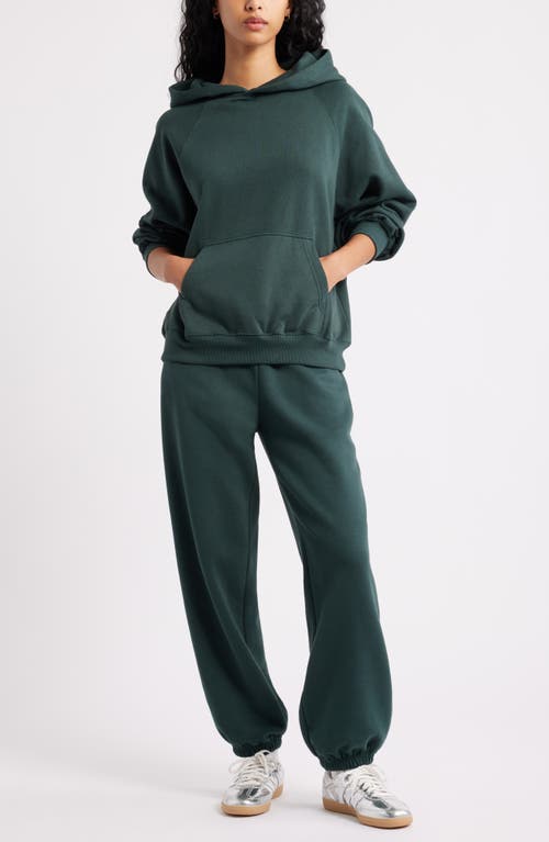 Bp. Fleece Detail Oversize Raglan Hoodie In Green