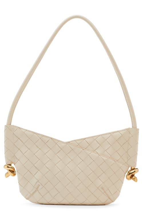 Bottega Veneta Solstice Intrecciato Baby Leather Shoulder Bag In Sea Salt - Brass