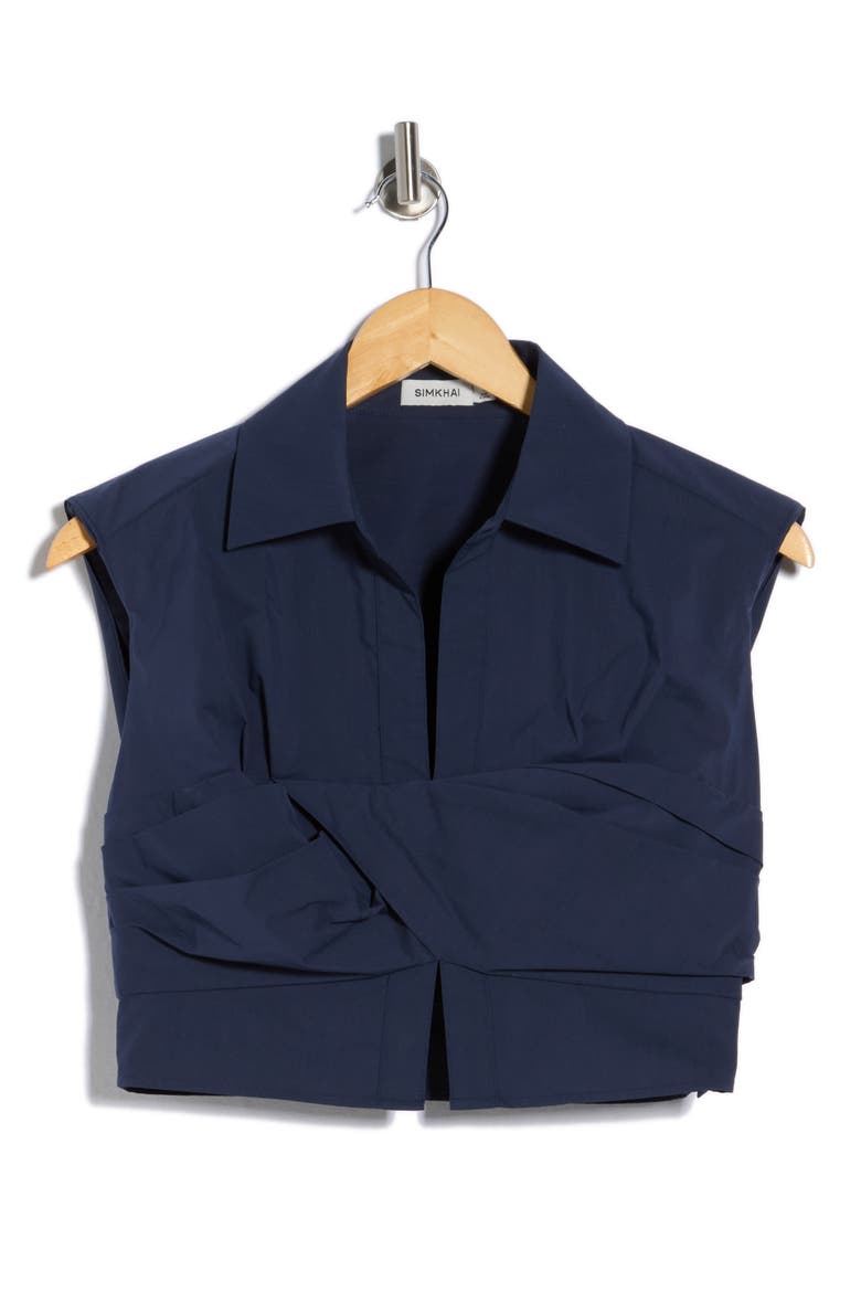 Emie Cap Sleeve Boxy Crop Top, Alternate, color, MIDNIGHT
