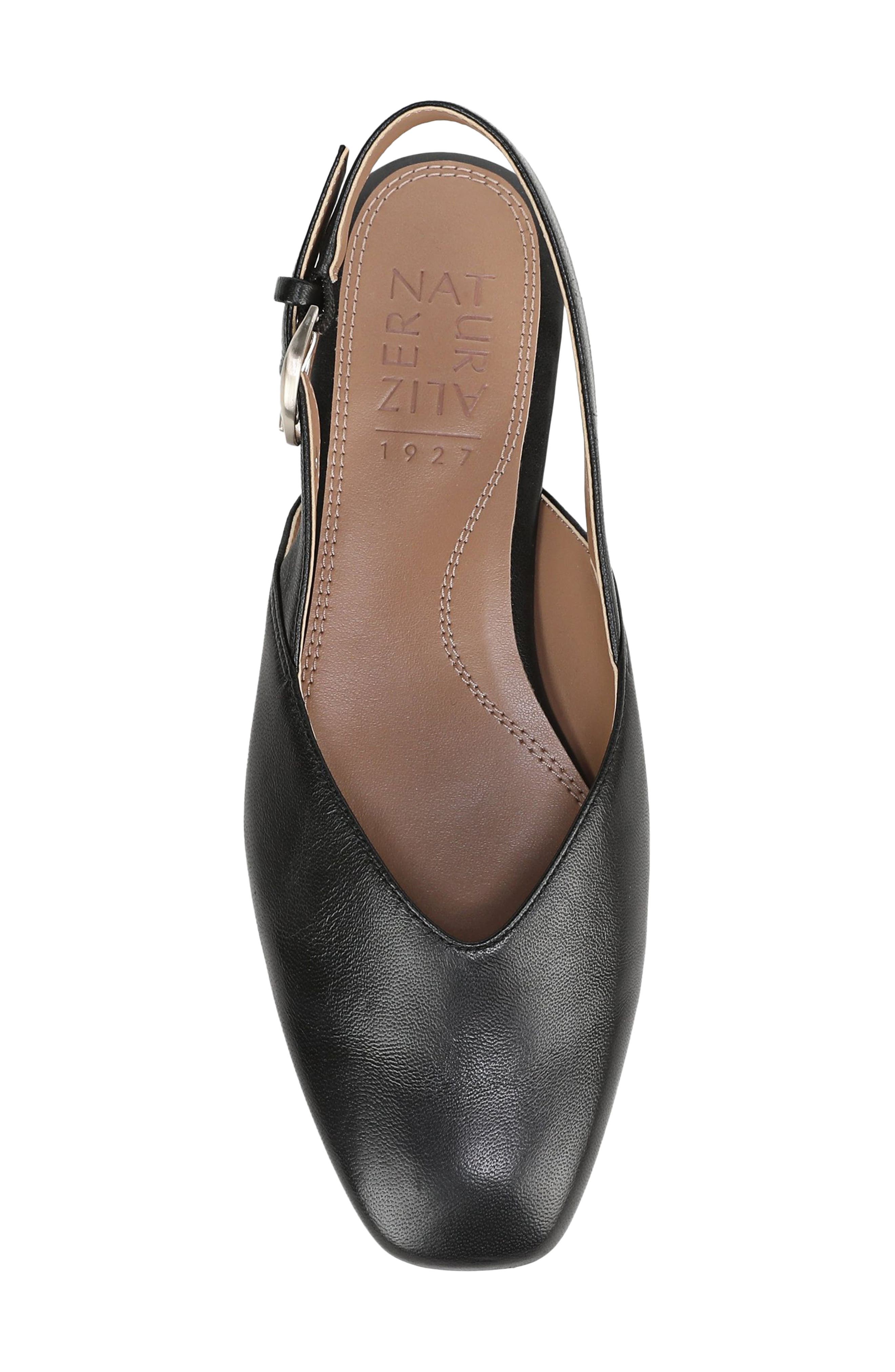 Naturalizer Crystal Slingback Flat, Alternate, color, Black Leather