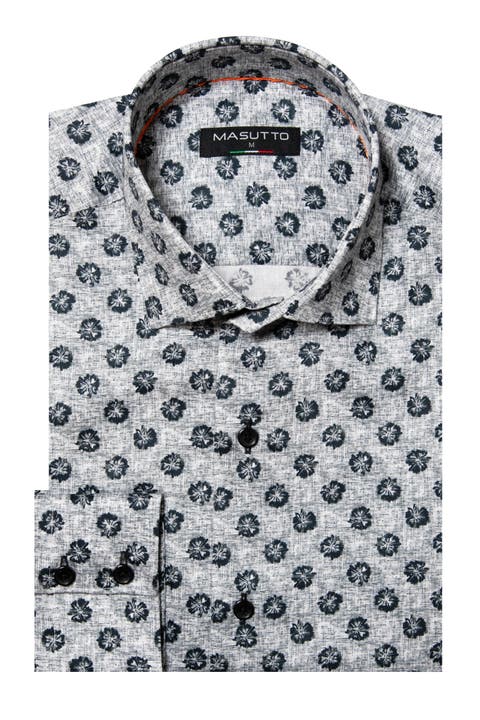 Fuoco Print Button-Up Long Sleeve Shirt