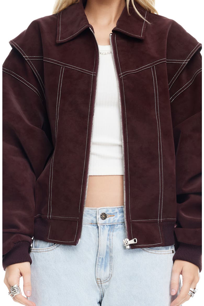Vista Faux Suede Bomber Jacket, Alternate, color, SHIRAZ
