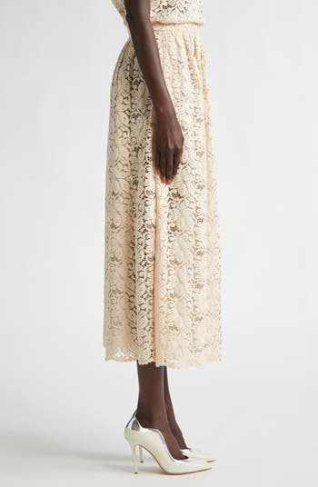 Floral Guipure Lace Midi Skirt