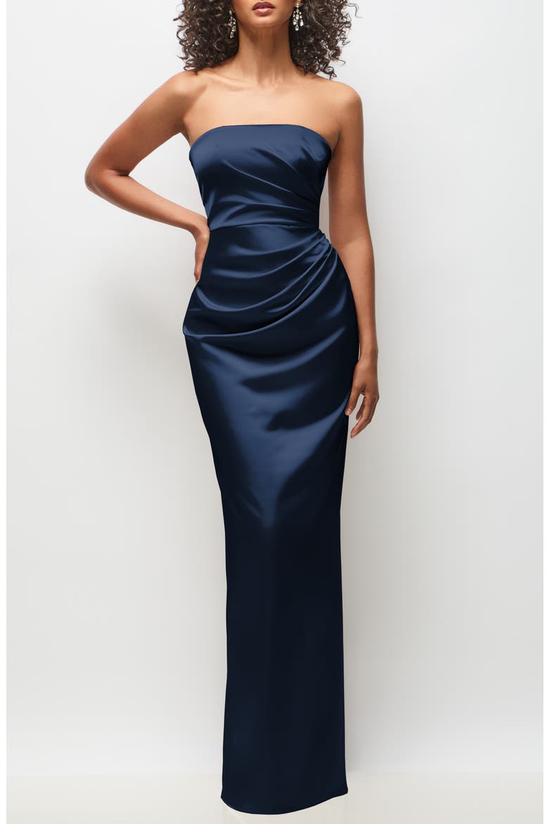 Niamh Ruched Satin Gown, Main, color, MIDNIGHT