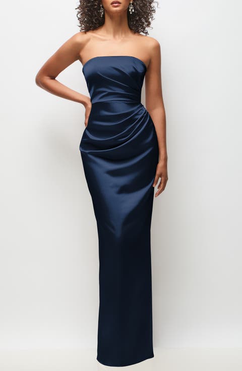Niamh Ruched Satin Gown