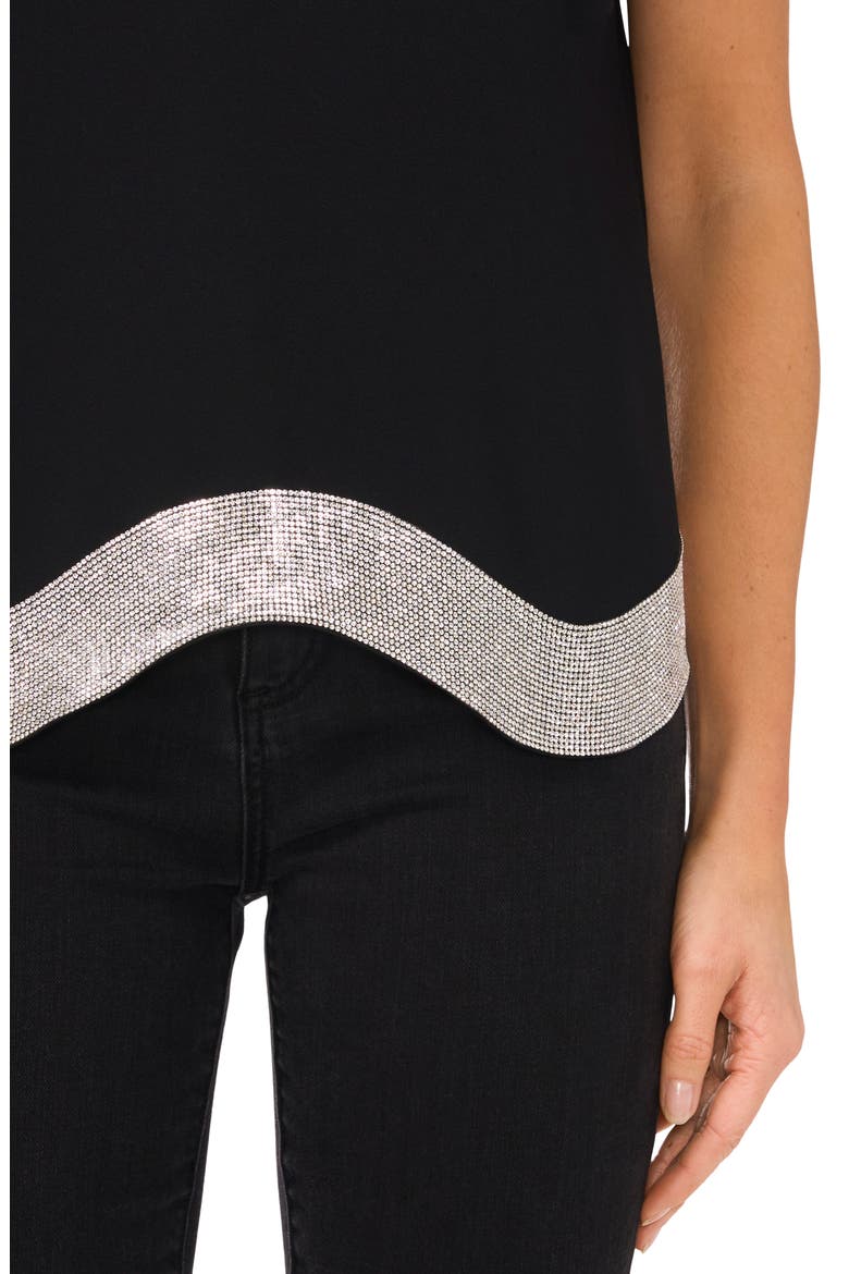 Embellished Hem Crepe Top, Alternate, color, RICH BLACK