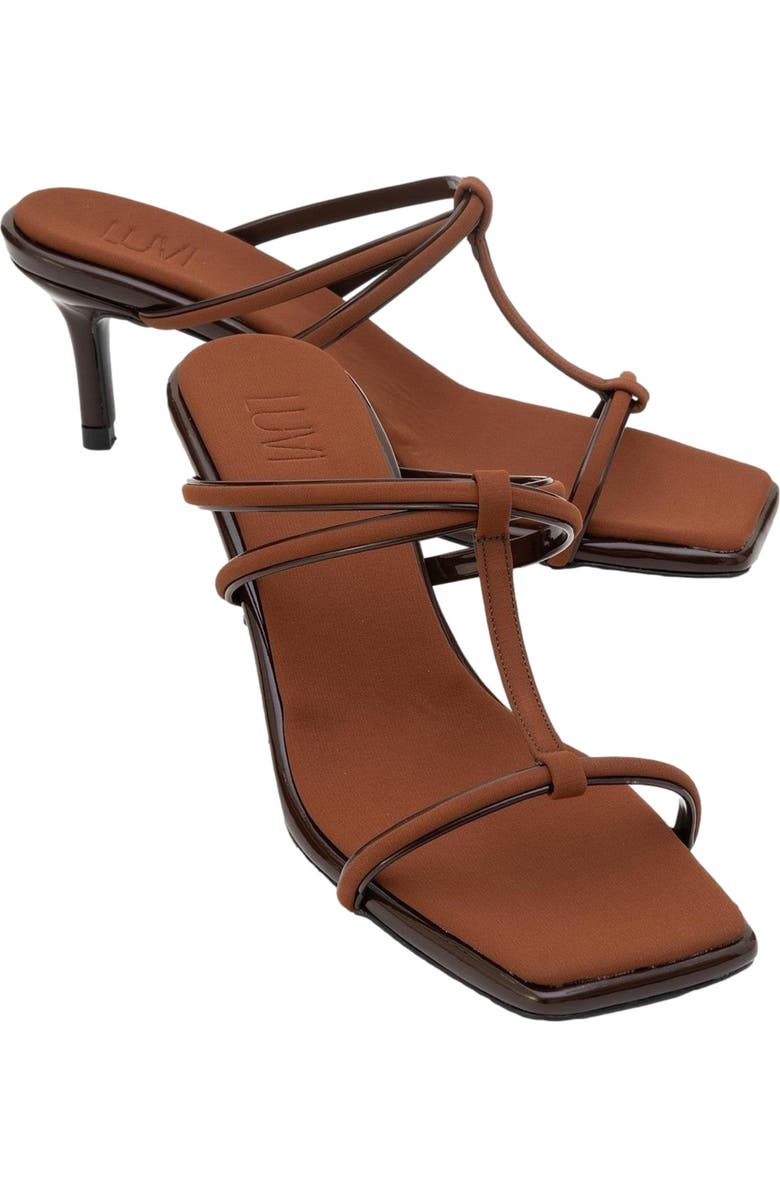 Prologue Shoes Mocha Strap Heel Sandal, Main, color, Brown Faux Leather