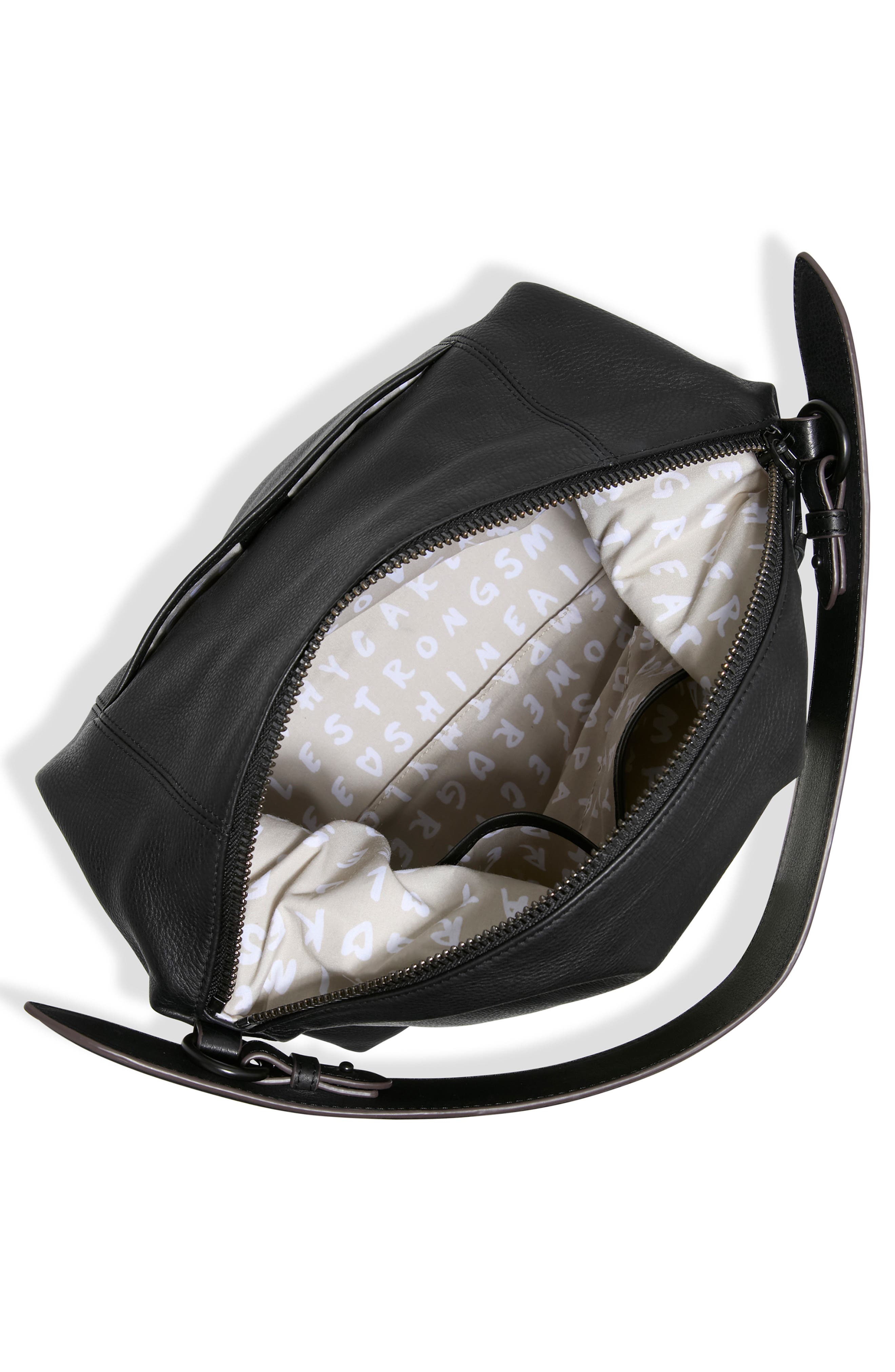 AIMEE Ava Leather Hobo Bag, Alternate, color, Black